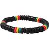 BlueRica Braccialetto elasticizzato con perline in conchiglia di cocco stile rasta