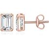 JewelryPalace 1ct Orecchini a Bottone Donna Argento 925 con Creato Moissanite, Piercing Orecchini a Lobo con Pietra a Taglio Smeraldo, Orecchini Solitario in Tre Ori Set Gioielli Donna