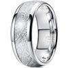 THREE KEYS JEWELRY Silver Tungsten Wedding Ring Imitated Meteorite Inlay Bands for Men Women 4mm / 6mm / 8mm