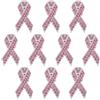 WANDIC 10 spille rosa con nastro per la sensibilizzazione sul cancro al seno, con diamanti, per eventi di beneficenza pubblica, Metallo