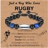 ankbrats 10th 13th 16th Birthday Gifts for Boys, Braided Rope Rugby Bracelets with Tiger Eye Obsidian, Rugby Bracelet Gifts for Teenage Boys Son Nephew Brother Grandson