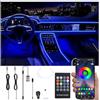 QAUBEN Kit di illuminazione ambientale interno auto USB Multicolore RGB 3m Fibra ottica 64 colori musica sonora Telecomando RF senza fili + Bluetooth APP atmosfera auto Luce con Autoicabatterie auto