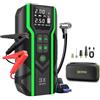 QEIFEII avviatore batteria auto con compressore, 6000A Moto con Compressore Aria Portatile 160PSI, 12V Avviatore Batteria Jump Starter Con Cavi di Avviamento Intelligenti, Schermo LCD, Luce di Emergenza