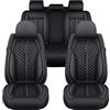 Generic Copri Sedile Auto Universale Per Kia Ceed/Cee'd I (Ed) 2007-2025 2026, PU Pelle， Impermeabile Traspirante，Airbag Amichevole，Imbottitura Spessa, Moda(Black)