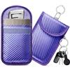 caslord 2 Borse Keyless Go Protection Chiave per Auto | Protettiva Keyless Go in Pelle | con 4 portachiavi | RFID Blocker Portachiavi | S 11.5 x 7.5 cm |Viola chiaro