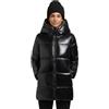 khujo Grana-YM - Cappotto invernale corto da donna, con cappuccio, effetto lucido, taglie XS-XXL, Nero , S