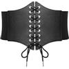 VONMELLI Renaissance Corsetto Cintura da donna con lacci larghi elastici in | Cintura elastica in vita retrò con elastico laterale in pelle PU legata per feste in costume di Halloween