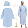 rumnigh Set di 4 pigiami divertenti per Natale e carnevale, include vestaglia, berretto da notte, occhiali e candele finte