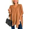 Melliflo Maglione poncho da donna con scollo a V, tinta unita, leggero, scialle, mantello, maglioni, top larghi