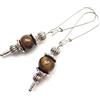 ThurColas Orecchini vintage da donna in acciaio inox con pietre naturali e cerchi decorativi (Marrone)