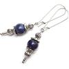 ThurColas Orecchini vintage da donna in acciaio inox con pietre naturali e cerchi decorativi (Blu)
