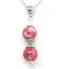 ThurColas Collana da donna con pendente in perla di diaspro imperiale rosso e perline tibetane