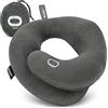 BCOZZY Cuscino Da Viaggio Per Collo Fornisce Doppio Supporto Per Testa, Collo e Mento in Qualsiasi Posizione per Dormire Sui Voli, Morbido, Confortevole, Lavabile, Taglia Large, Grigio