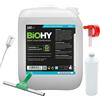 BiOHY set professionale per la pulizia delle finestre | tanica da 10 litri con accessori | detergente per finestre, rubinetto di scarico, dosatore, contenitore per miscelazione, estrattore