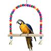 LuckyOpt Uccello altalena giocattolo con supporto persico e campana, in legno naturale colorato uccello giocattolo uccello giocattolo per piccoli uccelli budgie parrocchetto cacatua (L, colori del
