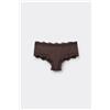 Tezenis Culotte Brasiliana Microfibra E Pizzo Riciclati Donna Marrone