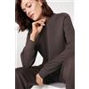Tezenis Felpa Girocollo Bande Costina Superior Softness Donna Marrone
