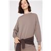 Tezenis Felpa Girocollo Bande Costina Superior Softness Donna Marrone
