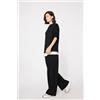 Tezenis Pantaloni A Palazzo Bande Costina Superior Softness Donna Nero