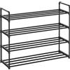 SONGMICS Scarpiera a 4 Ripiani, Portascarpe, Mensola in Metallo, per 16-20 Paia di Scarpe, Scaffale Impilabile, per Ingresso, Soggiorno, Camera da Letto, 30 x 92 x 74 cm, Nero