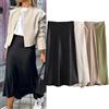 Willshela 2024 Gonna di raso nero Donna Vita alta Elegante Gonne lunghe per le donne Moda Estate Gonna longuette Gonne da donna da ufficio