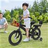 NONE Bicicletta per bambini da 14 pollici, carico regolabile per bicicletta per bambini, 60 kg, con ruote da allenamento, cestino, schienale, sedile posteriore per 3-7 anni (bianco/nero)