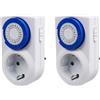 ExtraStar Spina Elettrica con Timer Meccanico 24 Ore, Commutazione Ogni 15 Minuti, Interruttore ON/Off, 230V 16A, Colore Bianco, Confezione da 2 Unità