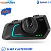 Fodsports Interfono per Moto Fodsports T1 Pro, Auricolare Bluetooth per Casco, 6 Motociclisti 2000M, BT5.4