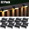 ctzsoop Confezione da 4-32 luci per gradini a LED solari bianche calde impermeabili per esterni da giardino, scale, balcone, luce notturna, recinzione per patio, decorazione leggera