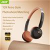 Acer Cuffie Bluetooth Acer OHW111 Stile Retrò Over-Ear, Auricolari Wireless Bluetooth 5.4, Cuffie Stereo HIFI per Gamer, 70 Ore di Autonomia