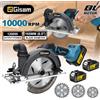 Gisam Sega Circolare Elettrica Senza Spazzole Gisam 165mm 10000RPM, Angolo Regolabile, Utensile Elettrico per Falegnameria, Compatibile con Batterie Makita 18V