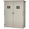 Outsunny Casetta da Giardino Outsunny RESE128L x 50L x 164H cm con 2 Ripiani, 2 Porte e 2 Finestre, Tetto in Legno Impermeabile Pre-Oliato