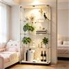 Anajqaqia Vetrina in Vetro con 4 Ripiani e Luce LED, Libreria a Due Ante per Soggiorno, Camera da Letto, Bar, 80.5×36.5×164cm