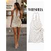 Willshela Abito mini da donna alla moda con stampa a pois e fiocco sul retro, abito vintage con scollo all'americana senza maniche, elegante abito da donna
