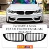 NONE Nuova Griglia Anteriore Sportiva per BMW Serie 4 F32 F33 F36 M3 F80 M4 F82 12-18, Doppia Lamella Nero Lucido, Accessori
