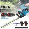 NONE Tagliasiepi Elettrico da 22 Pollici 1500RPM, Attrezzo per Potatura Senza Fili, Efficiente Tosatore per Erba Compatibile con Batteria Makita 18V
