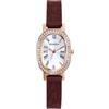 JewelryWe Orologio da Polso da Donna in Pelle: Orologio Rigido con Zircone Quadrante Ovale Piccolo con Numero Romano Idee Regalo per lei