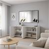 Dmora - Credenza Addis, Buffet da soggiorno, Madia da salotto, Dispensa da cucina, Made in Italy, 180x38h79 cm, Bianco lucido