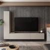 Dmora Parete Attrezzata Azovc Beige Modulabile 4 Ripiani, Mobile Soggiorno Apertura Battente