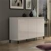 Dmora - Credenza Nyandeni, Buffet da soggiorno, Madia da salotto, Dispensa da cucina, Made in Italy, 138x40h90 cm, Bianco lucido e Antracite