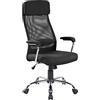Dmora - Sedia da ufficio Adelaide, Poltrona direzionale con braccioli, Sedia ergonomica da ufficio, Cm 65x65h114/125, Nero