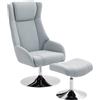 HOMCOM Poltrona recliner con ottomano girevole 360° TV poggiatesta Grigio