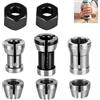 Kxathfa Set di 8 pinze di serraggio per tagliatrice, HSS, testa di mandrino, 6 adattatori per mandrino, 6 mm, 6,35 mm, 8 mm, con 2 dadi, accessori per fresatrice per legno, macchina per incidere e frese a