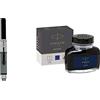 PARKER-Penna stilografica con convertitore d'inchiostro & flacone di inchiostro liquido Quink per penna stilografica, 57 ml, con confezione, blu