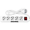 VulTech MU-01 Ciabatta Multipresa Elettrica con 5 Uscite Schuko/Italia 10/16A, Interruttore Luminoso, Cavo 150 cm con Spina Italiana 16A, Child Protection, Eco-Friendly, Bianco, 5 Uscite