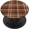 Autunno autunno moda plaid scozzese flan Modello estetico scozzese marrone beige per donne e ragazze PopSockets PopGrip Adesivo