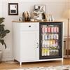 MSFE Credenza Cucina,Mobile Cucina con Presa di Corrente Porta USB,Mobiletto Portaoggetti per Mini Frigo,Buffet Aperta/Credenza Soggiorno con Cassetti, Adatto per Hotel,Casa,Ufficio, 95x53.6x99cm