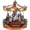 COSE DA CASA Giostra Natalizia con Luci Suoni e Movimenti Carosello Natalizio 34 cm x 30 cm con Cavalli, Leoni e Personaggi - Giostrina Circo di Natale a Corrente 220V Illuminata