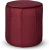 MG Design Pouf rotondo imbottito 42 x 45,5 cm in Bordeaux con cuciture decorative - Seduta compatta per salotto o camera da letto
