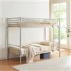 [en.casa] Letto a Castello a 2 Posti con Barriera Sponda Anticaduta e Scaletta Letto in Acciaio per Cameretta Casa Vacanza Ospiti 200 x 90 cm - Argento